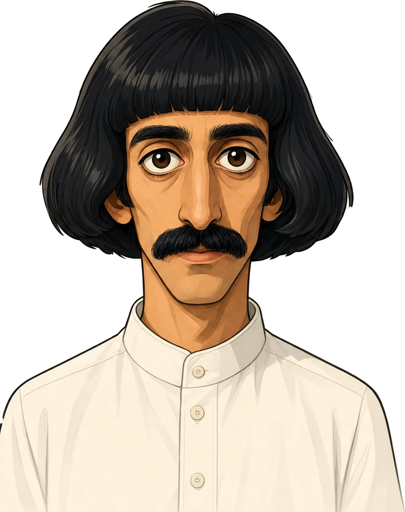 Cartoon Abu Shalab portrait in the drip studio